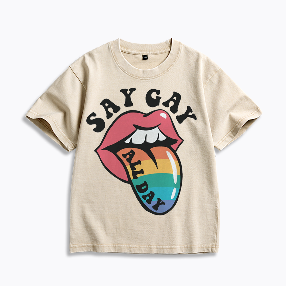 Cute Pride Kids Washed T-Shirt 