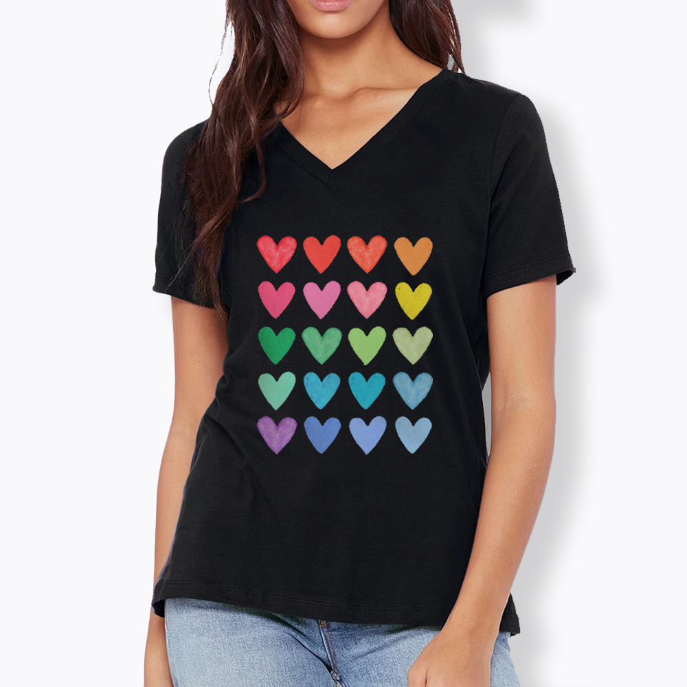 Rainbow Hearts V-Neck Classic T-Shirt