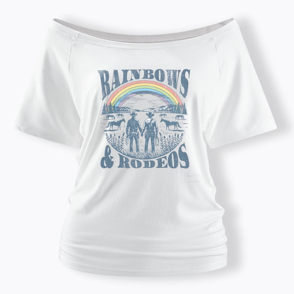 Rainbows Rodeo Off Shoulder T-shirt