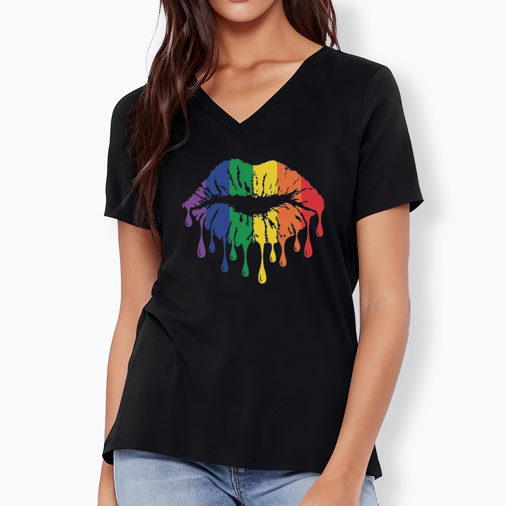 Rainbow Lips V-Neck Classic T-Shirt