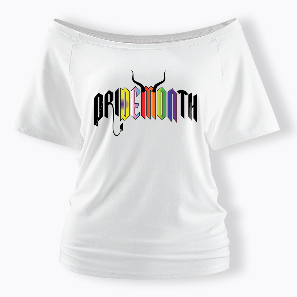 Pridemonth Demon Vibes Rainbow  Off Shoulder T-shirt