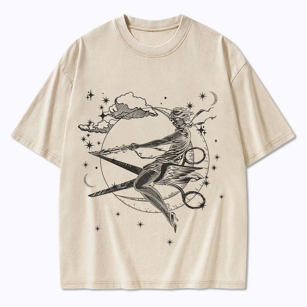 Scissors Witch Lesbian Washed T-Shirt