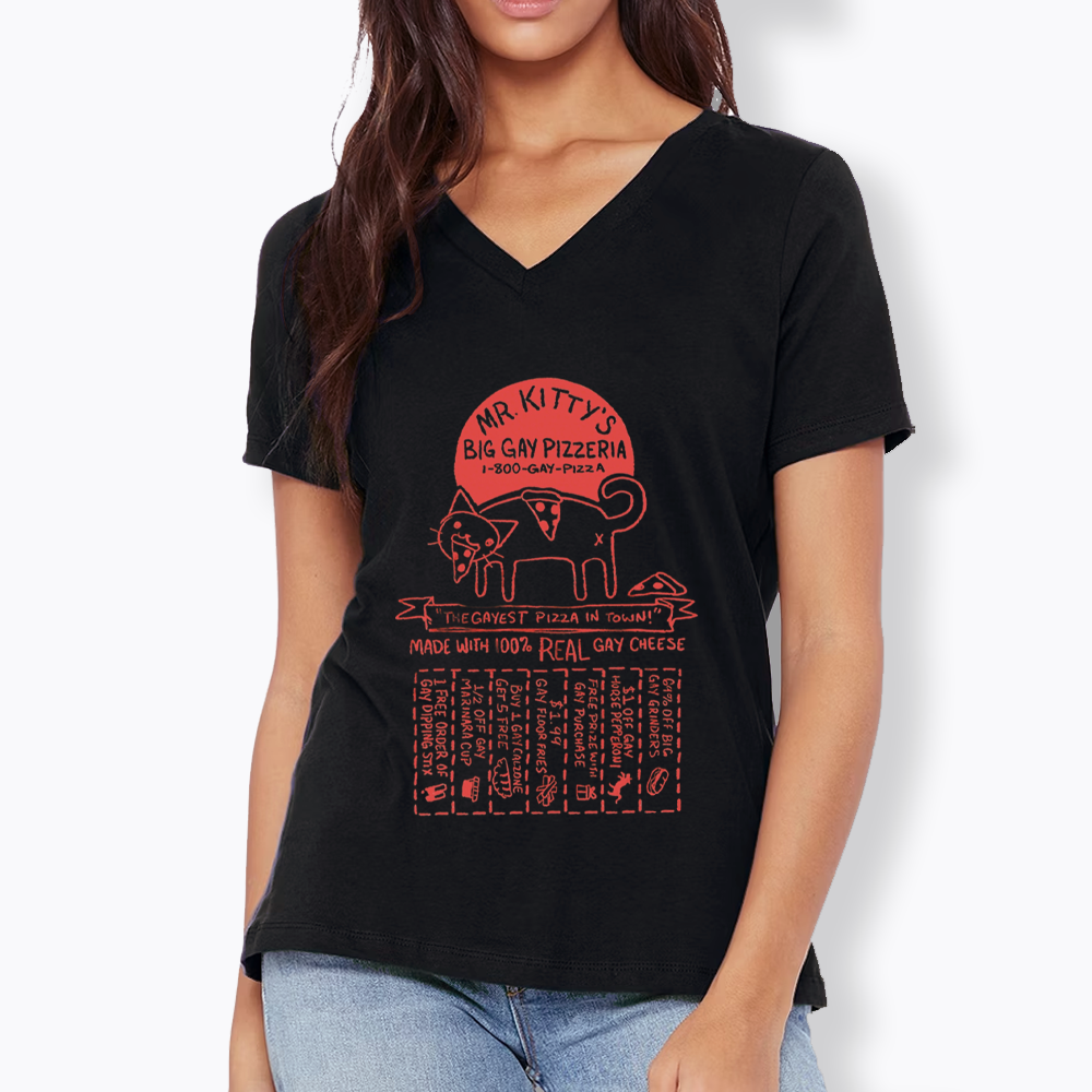 MR. KITTY’S BIG PIZZERIA V-Neck Classic T-Shirt