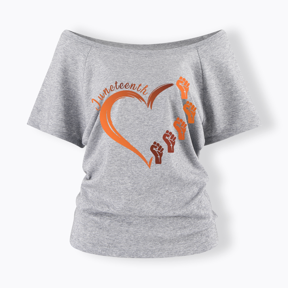 Juneteenth Heart Black Pride Off Shoulder T-shirt