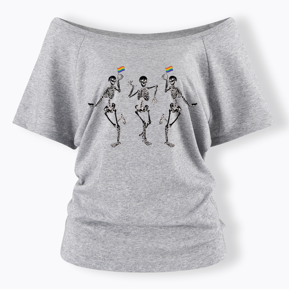 pride dancing skeleton Off Shoulder T-shirt