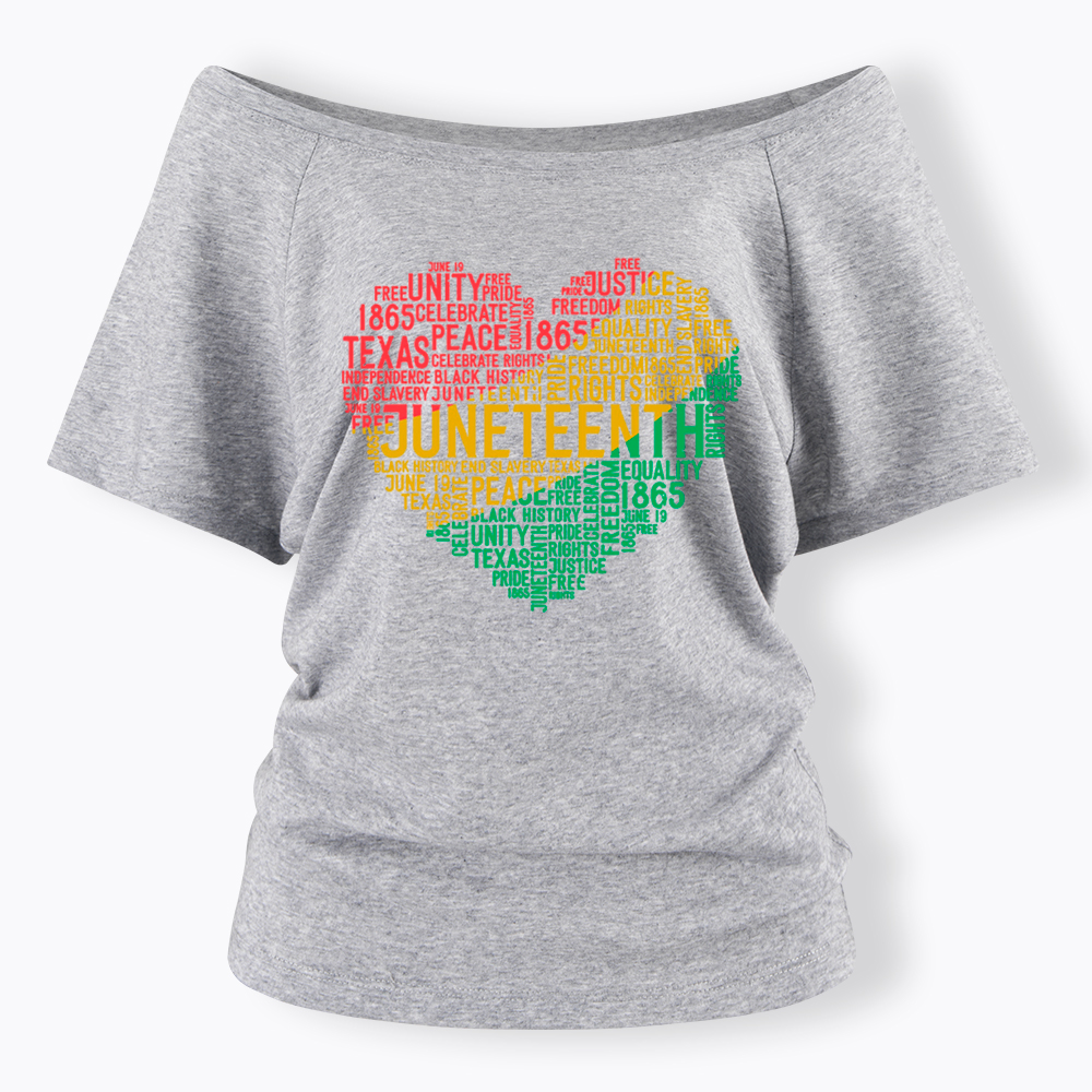 Juneteenth Heart Black History Off Shoulder T-shirt