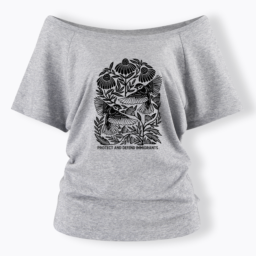 Protect and Defend Immigrants Off Shoulder T-shirts