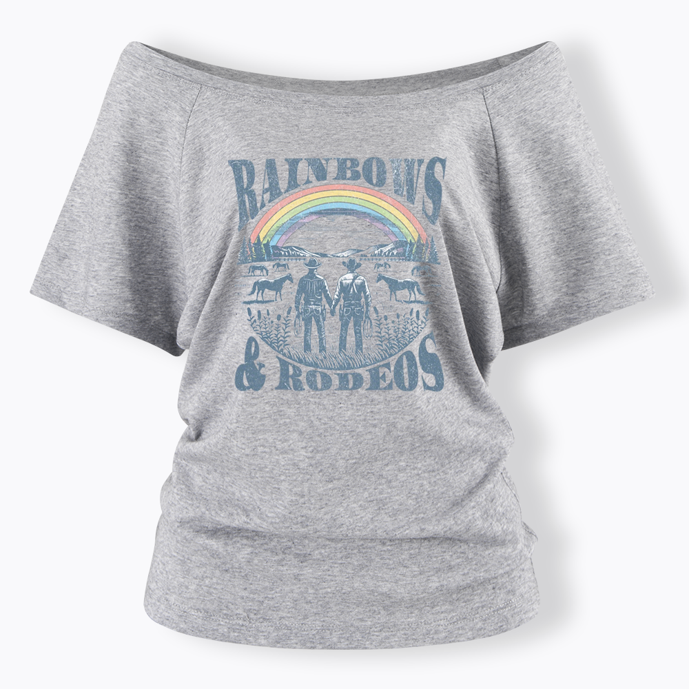 Rainbows Rodeo Off Shoulder T-shirt