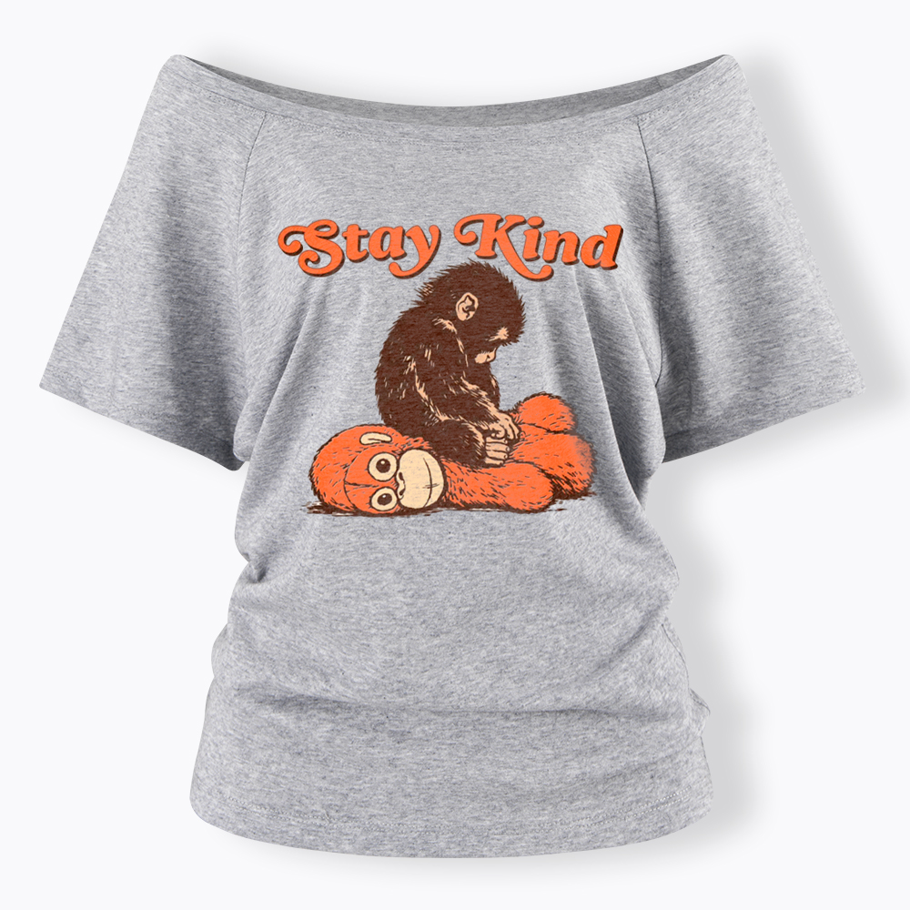 Punch Monkey Stay Kind Off Shoulder T-Shirt