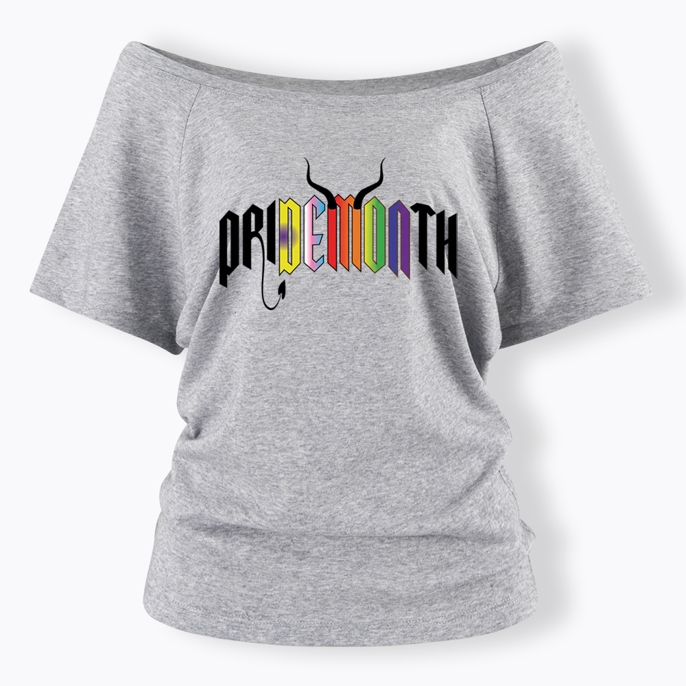 Pridemonth Demon Vibes Rainbow  Off Shoulder T-shirt