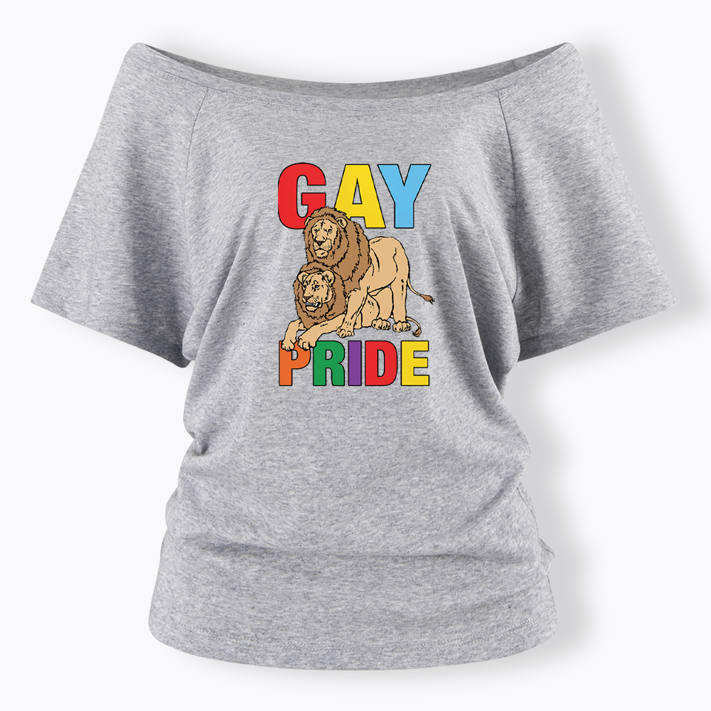 Funny Gay Pride Lion  Off Shoulder T-shirt