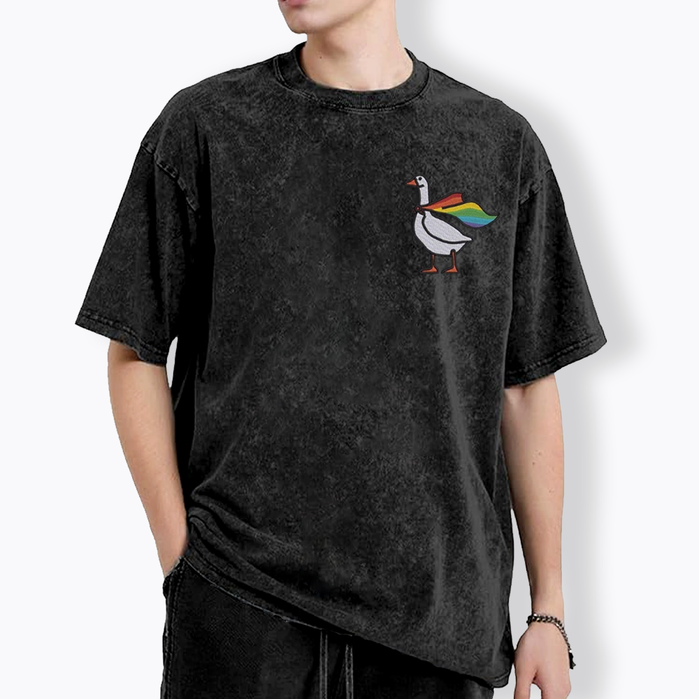 Rainbow Goose LGBTQ Washed T-Shirt