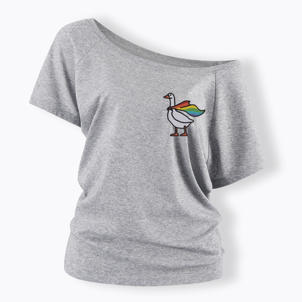 Rainbow Goose LGBTQ Off Shoulder T-shirt