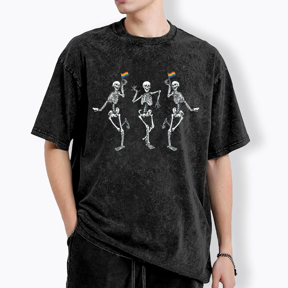 pride dancing skeleton Washed T-Shirt