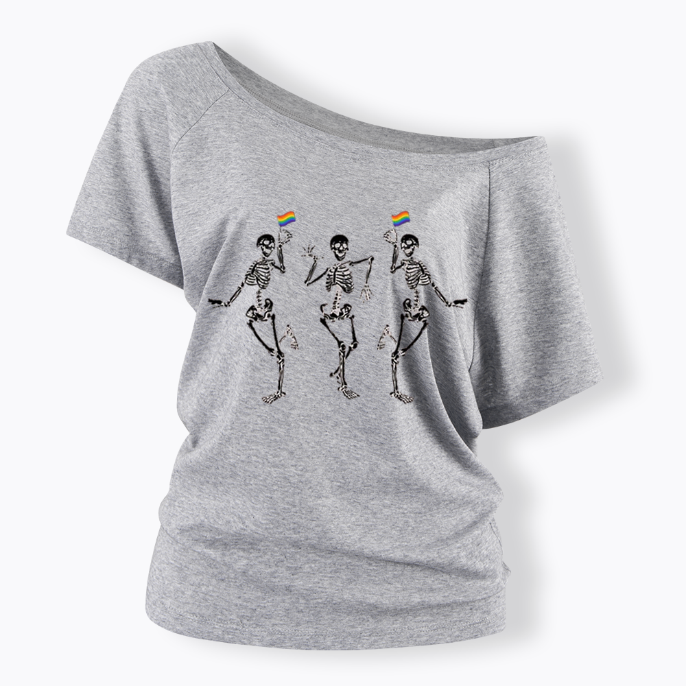 pride dancing skeleton Off Shoulder T-shirt