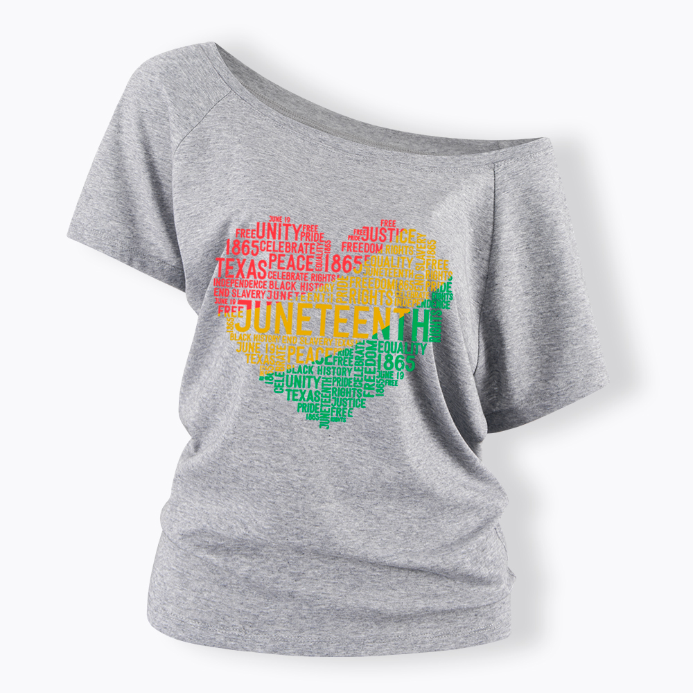Juneteenth Heart Black History Off Shoulder T-shirt