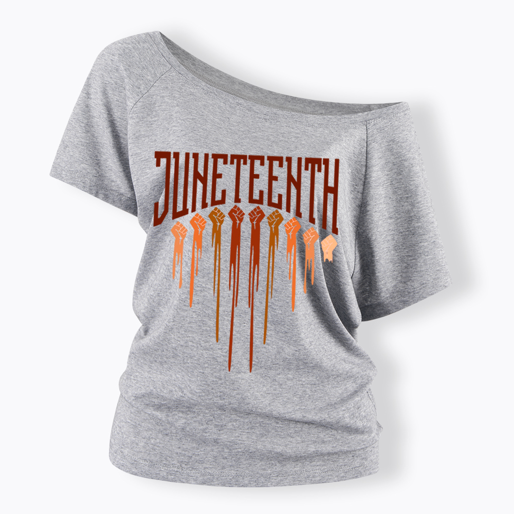 Different Races Skin Juneteenth Off Shoulder T-shirt