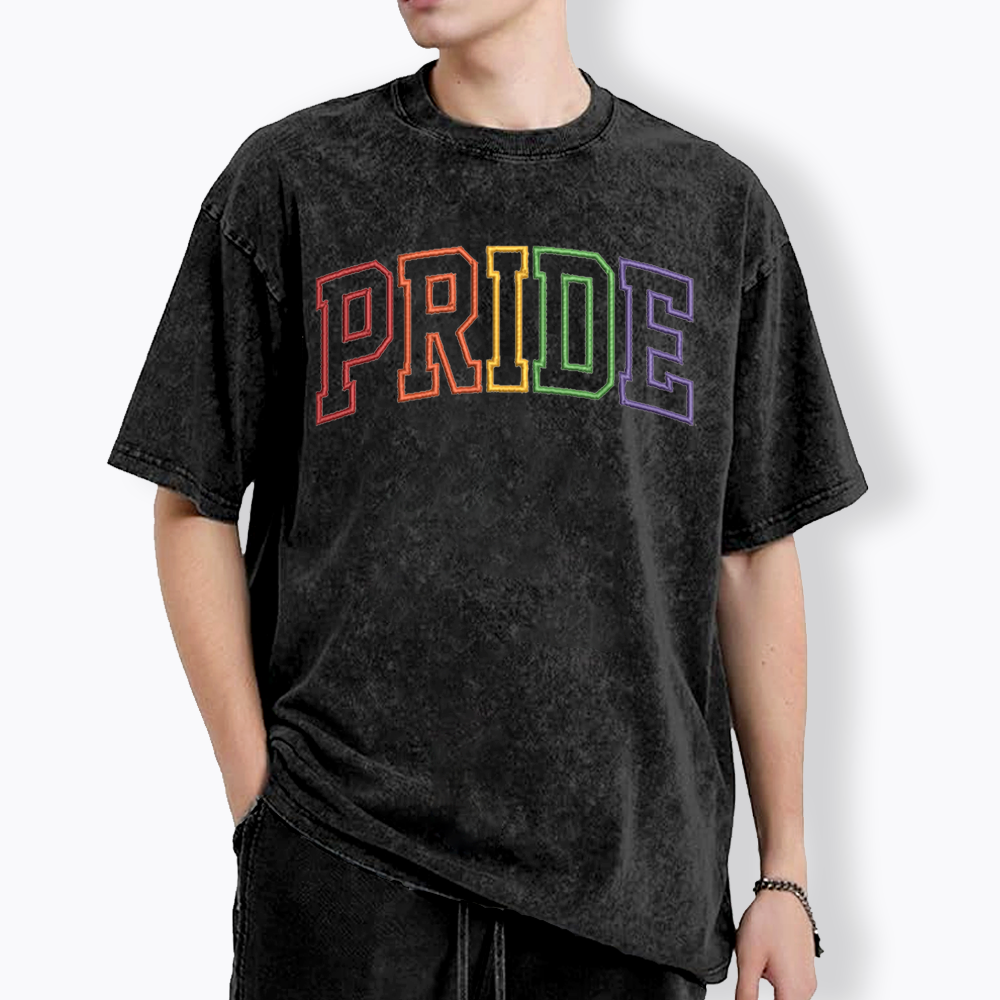 Embroidered Pride Washed T-Shirt