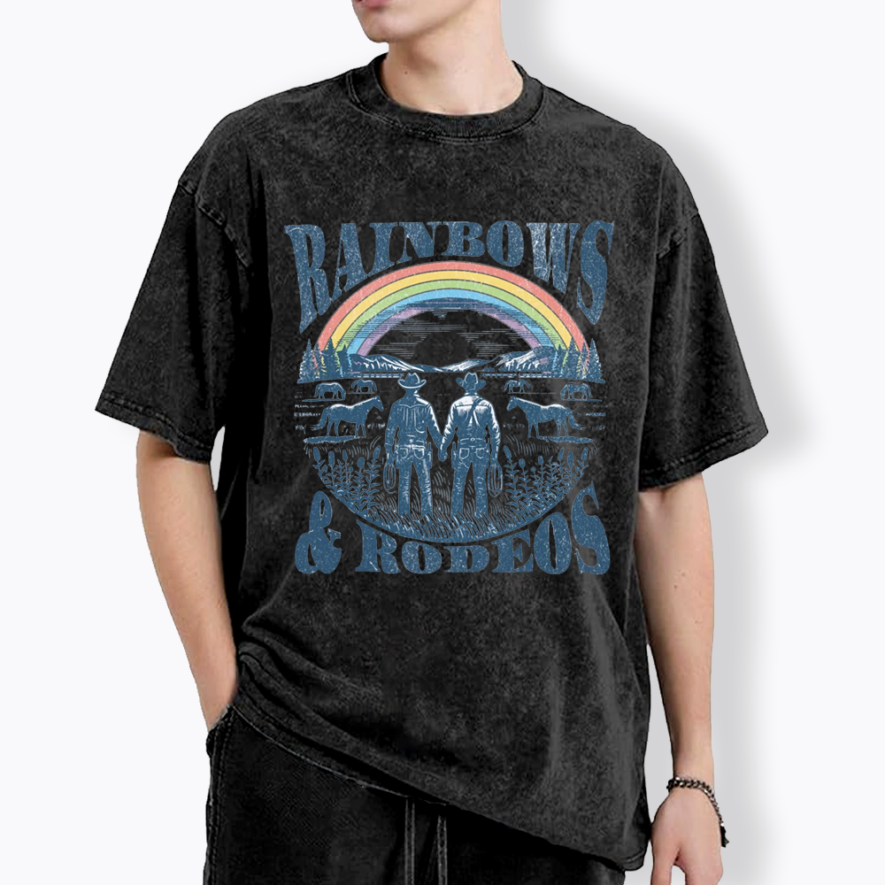 Rainbows Rodeo Washed T-Shirt