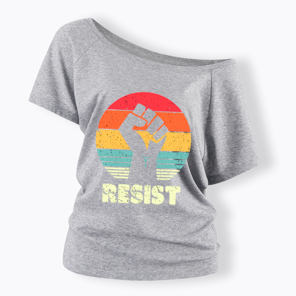 Resist Fist Off Shoulder T-shirt