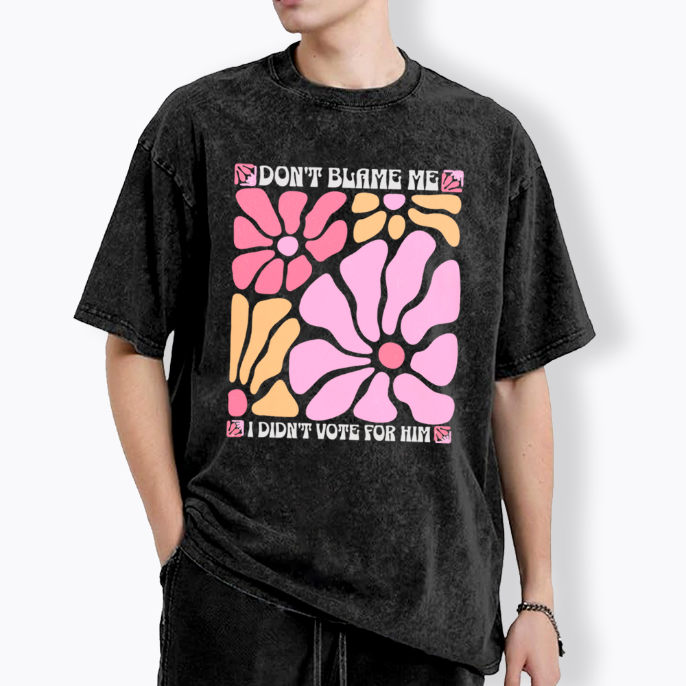 I Didn't Vote For Him Wildflowers Washed T-Shirt
