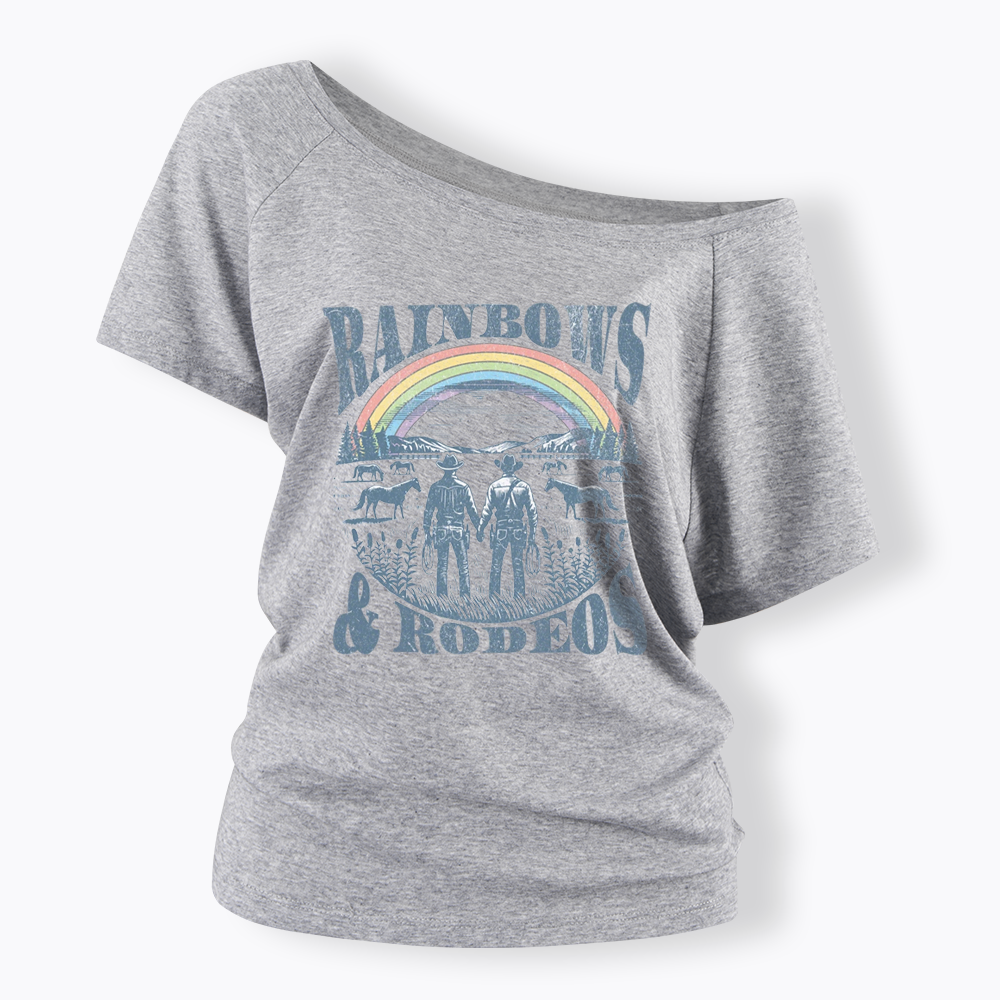 Rainbows Rodeo Off Shoulder T-shirt