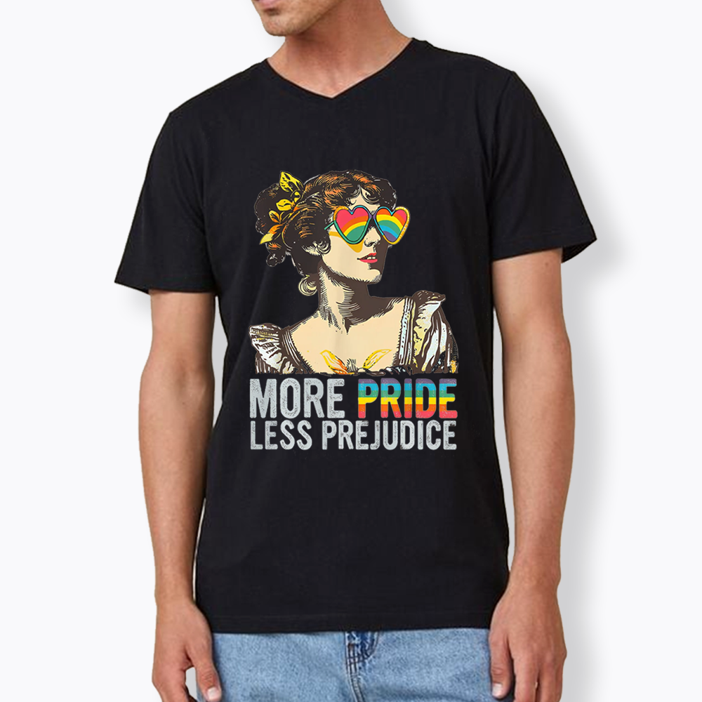 More Pride Less Prejudice V-Neck Classic T-Shirt