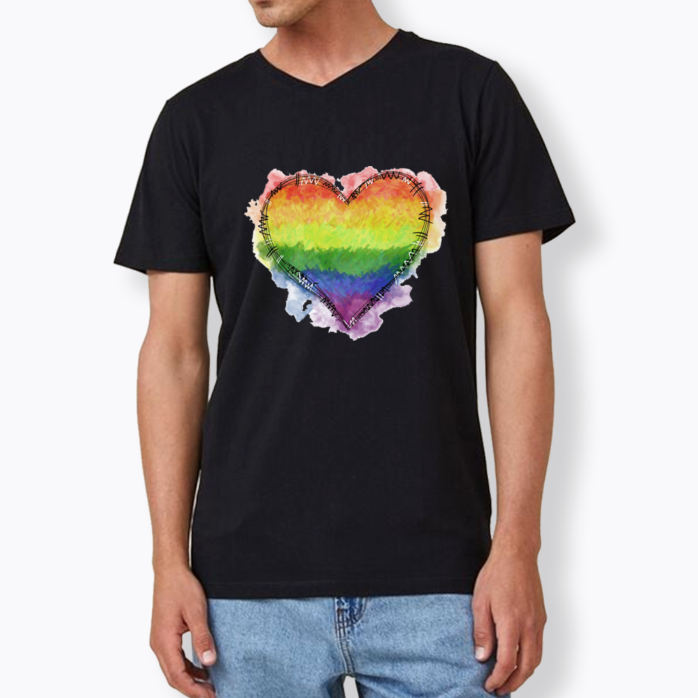 Rainbow Heart V-Neck Classic T-Shirt