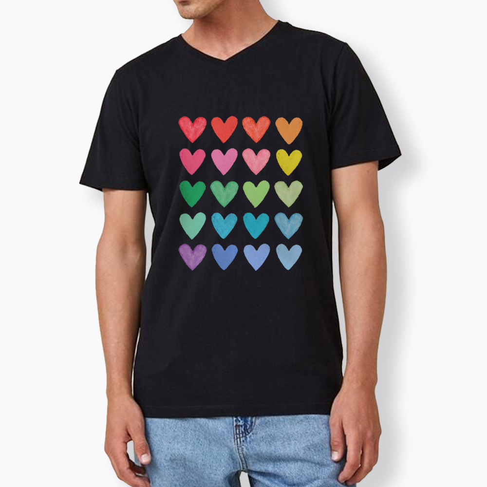 Rainbow Hearts V-Neck Classic T-Shirt