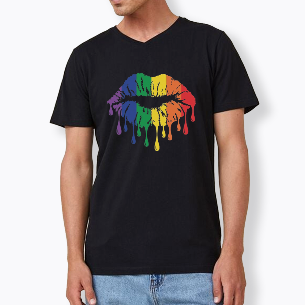 Rainbow Lips V-Neck Classic T-Shirt