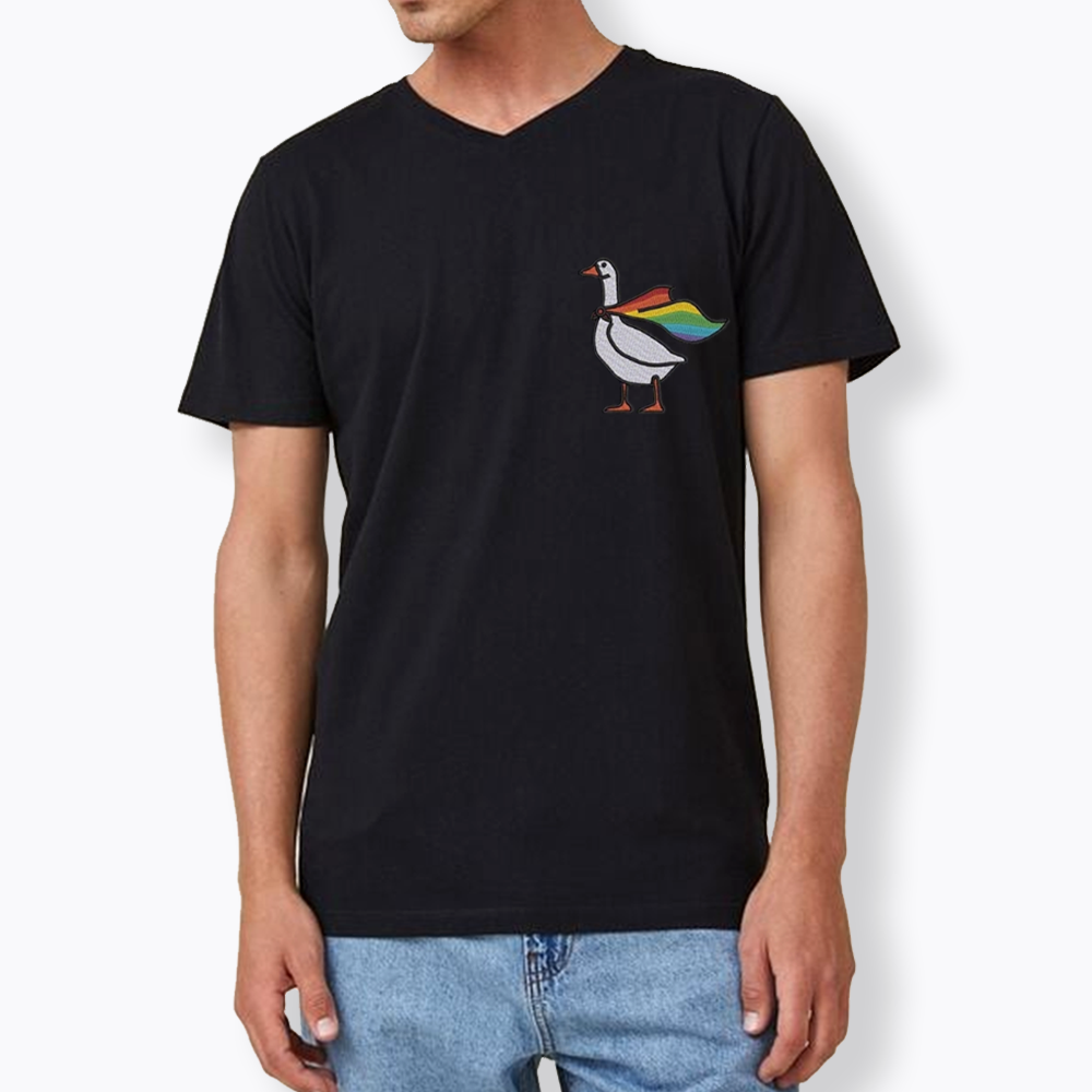 Rainbow Goose LGBTQ V-Neck Classic T-Shirt