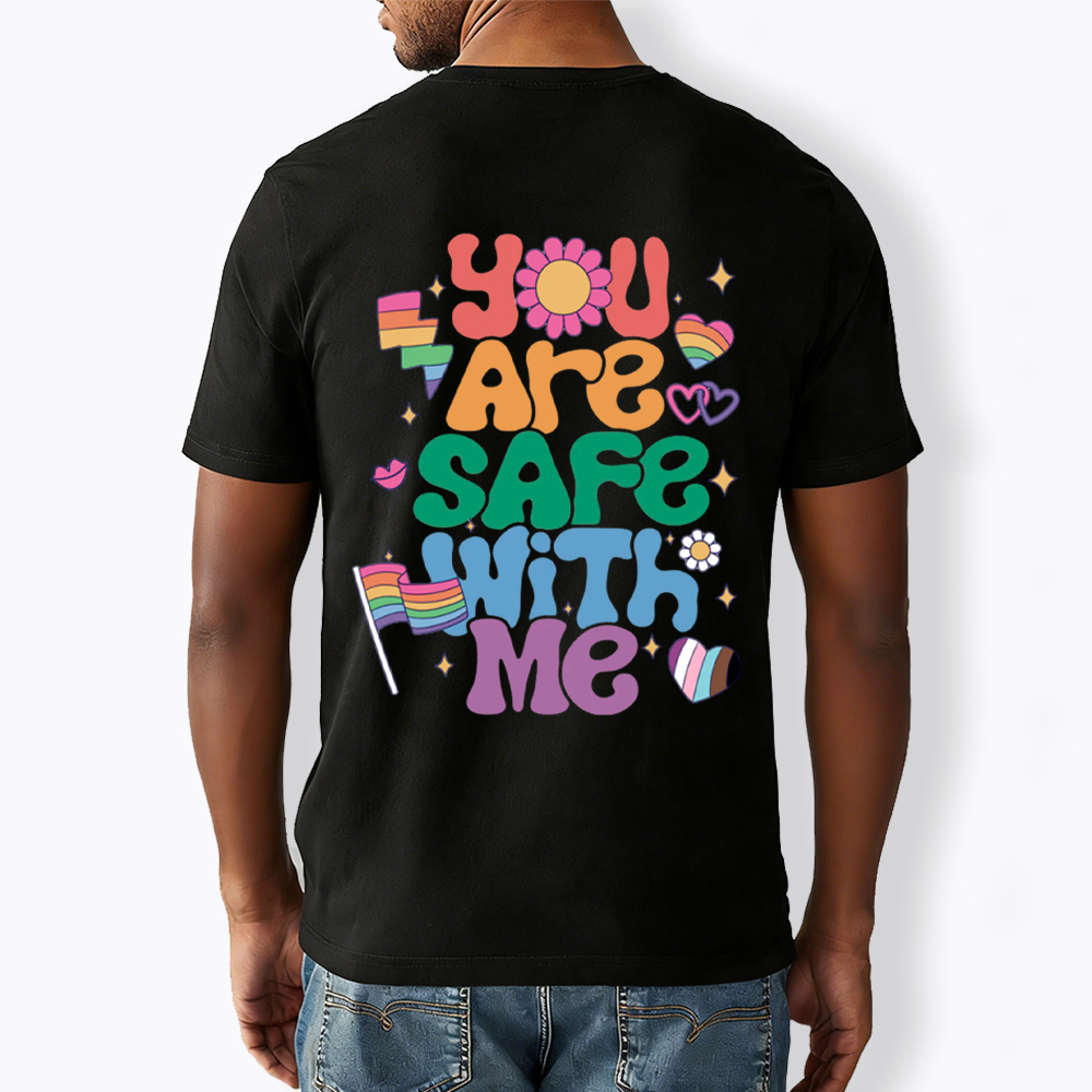 You Are Safe With Me Pride Ally V-Neck Classic T-Shirt
