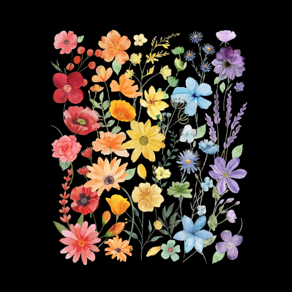Rainbow Flowers Off Shoulder T-shirt