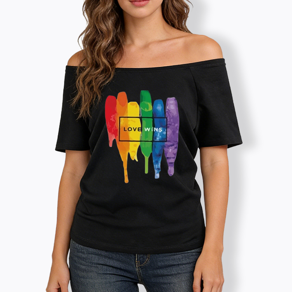 Love Wins Off Shoulder T-shirt