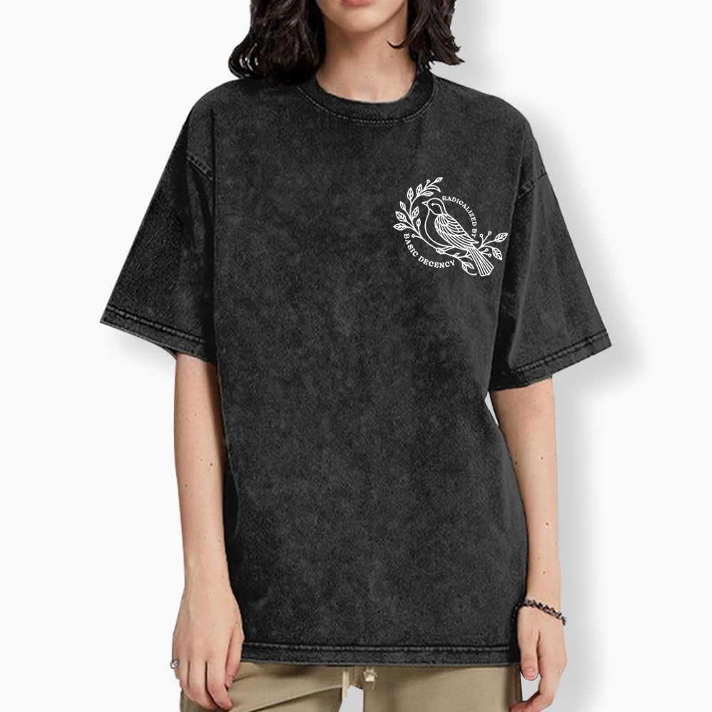 Radicalized By Basic Decency Floral Washed T-Shirt