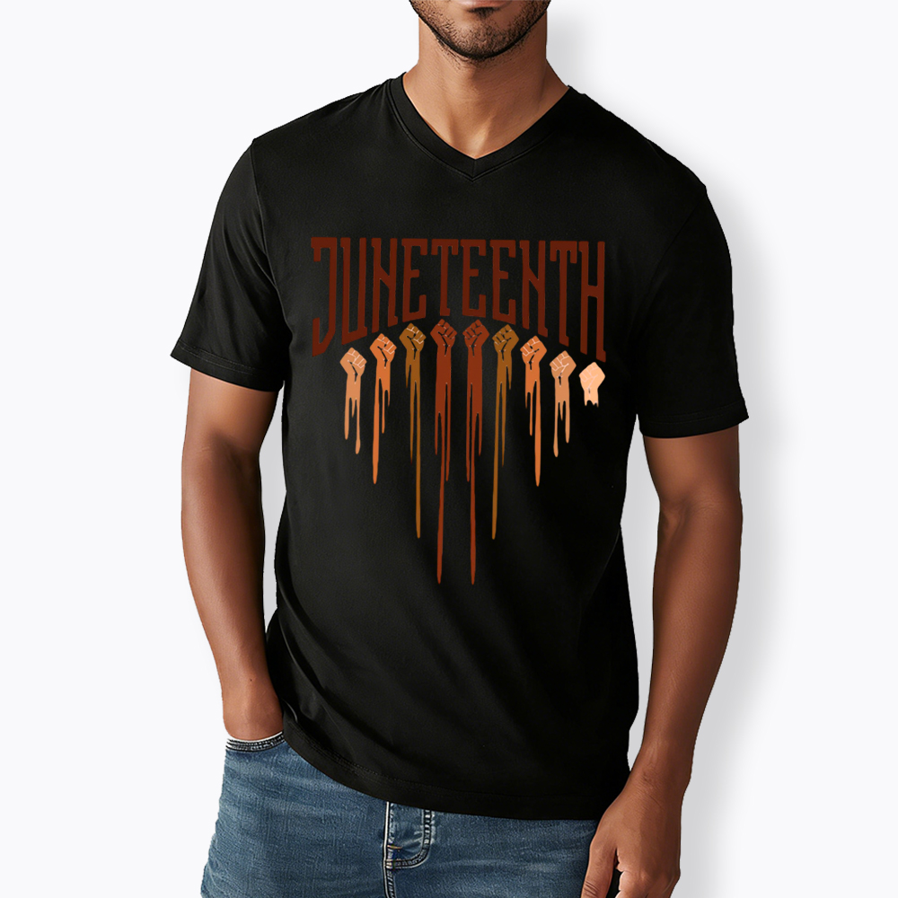 Different Races Skin Juneteenth V-Neck Classic T-Shirt