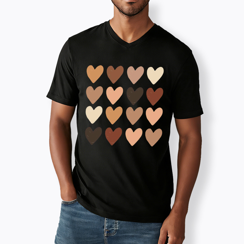 Skin Tone Hearts Racial Equality V-Neck Classic T-Shirt
