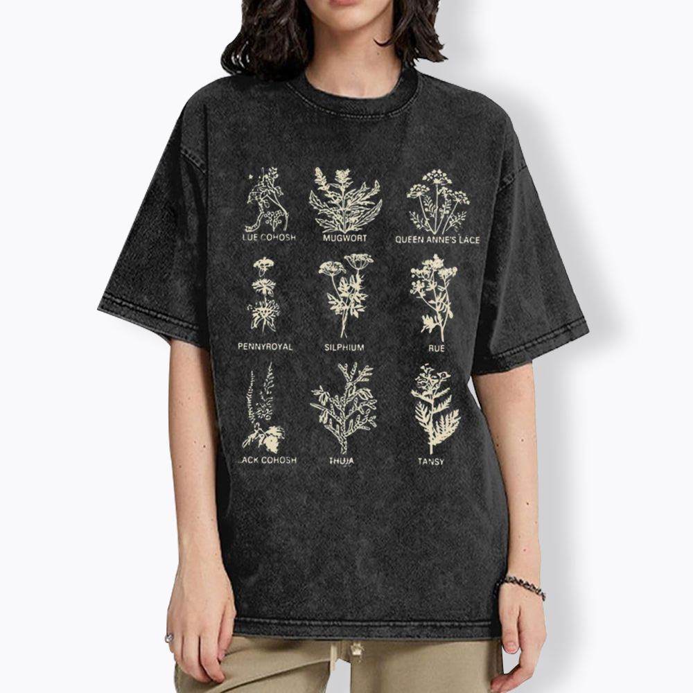 My Body My Choice Abortion Plant Herbs Washed T-Shirt