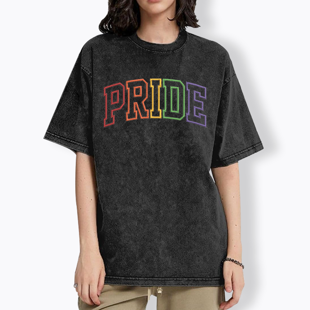 Embroidered Pride Washed T-Shirt