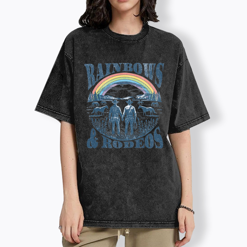 Rainbows Rodeo Washed T-Shirt