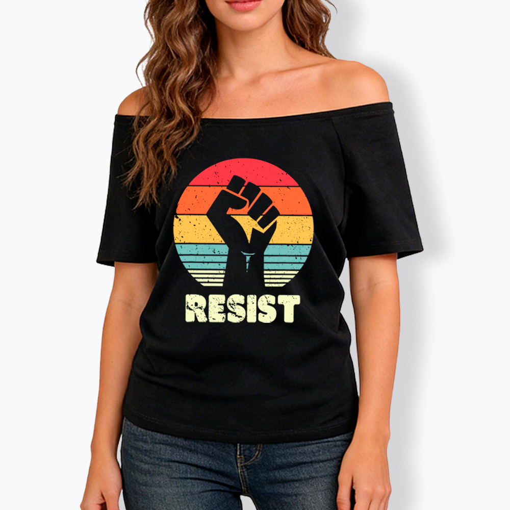 Resist Fist Off Shoulder T-shirt