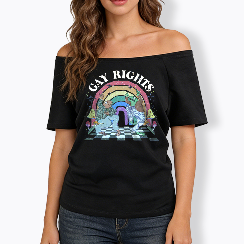 Pride Flag Off Shoulder T-shirt