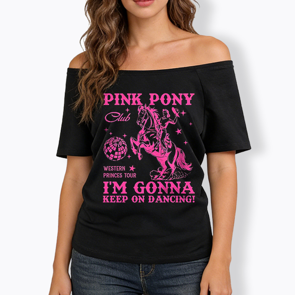 Pink Pony Club Off Shoulder T-shirt