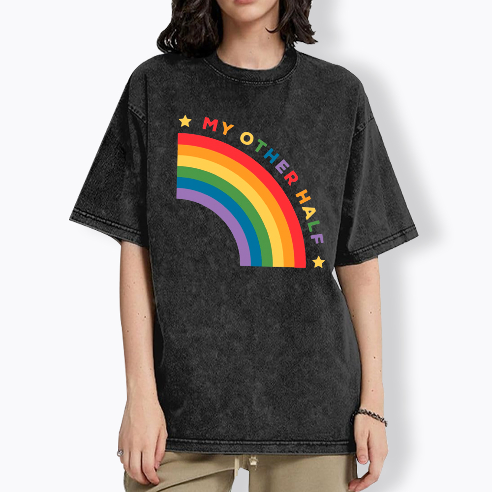 Pride Couple Matching Lesbian Washed T-Shirt