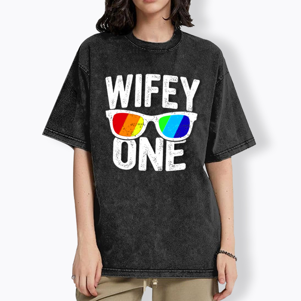 Lesbian Wife Two Wives Washed T-Shirt