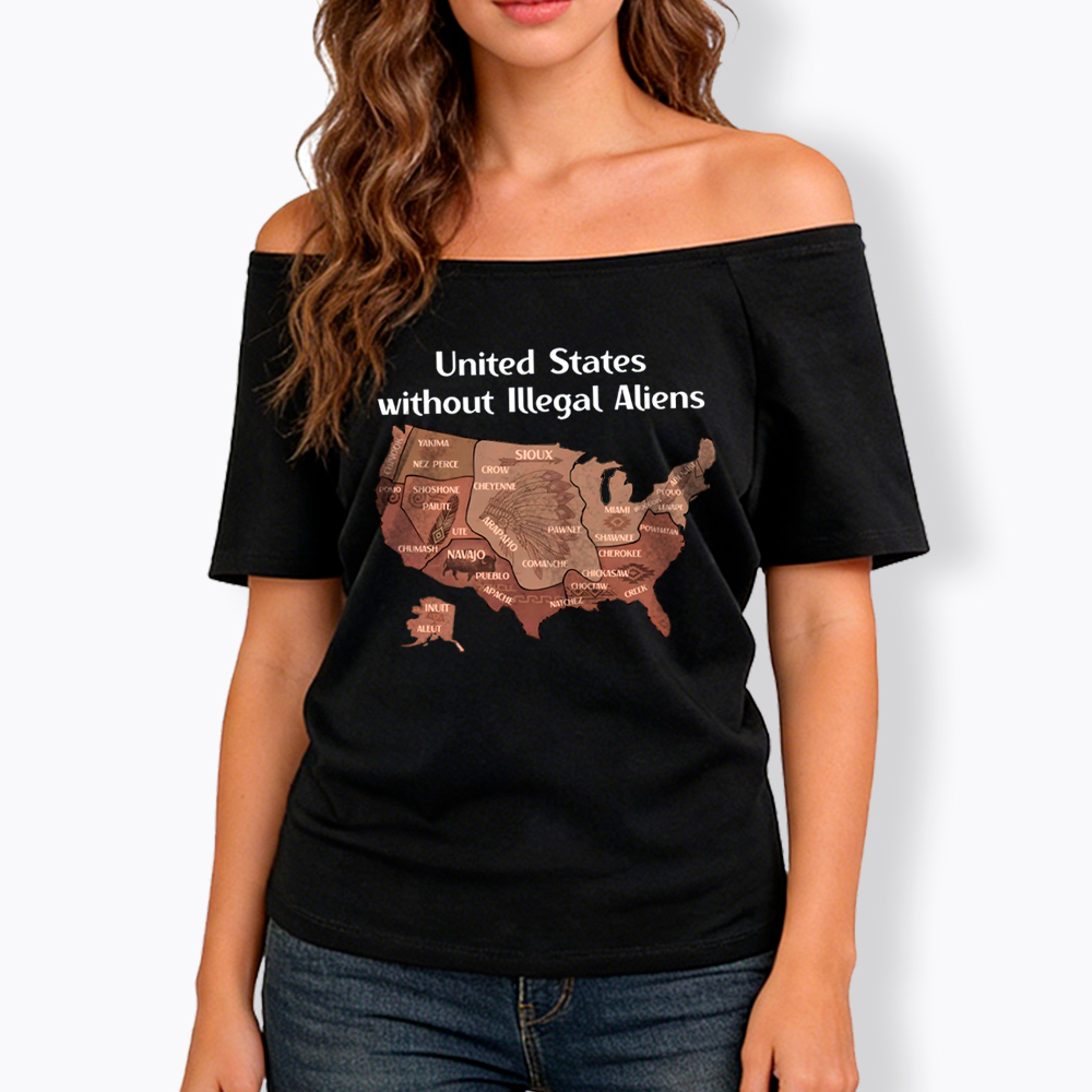 United States Without Illegal Aliens Off Shoulder T-Shirt