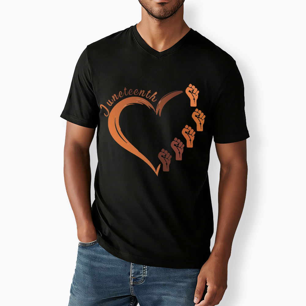 Juneteenth Heart Black Pride V-Neck Classic T-Shirt