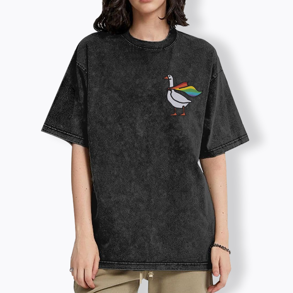 Rainbow Goose LGBTQ Washed T-Shirt