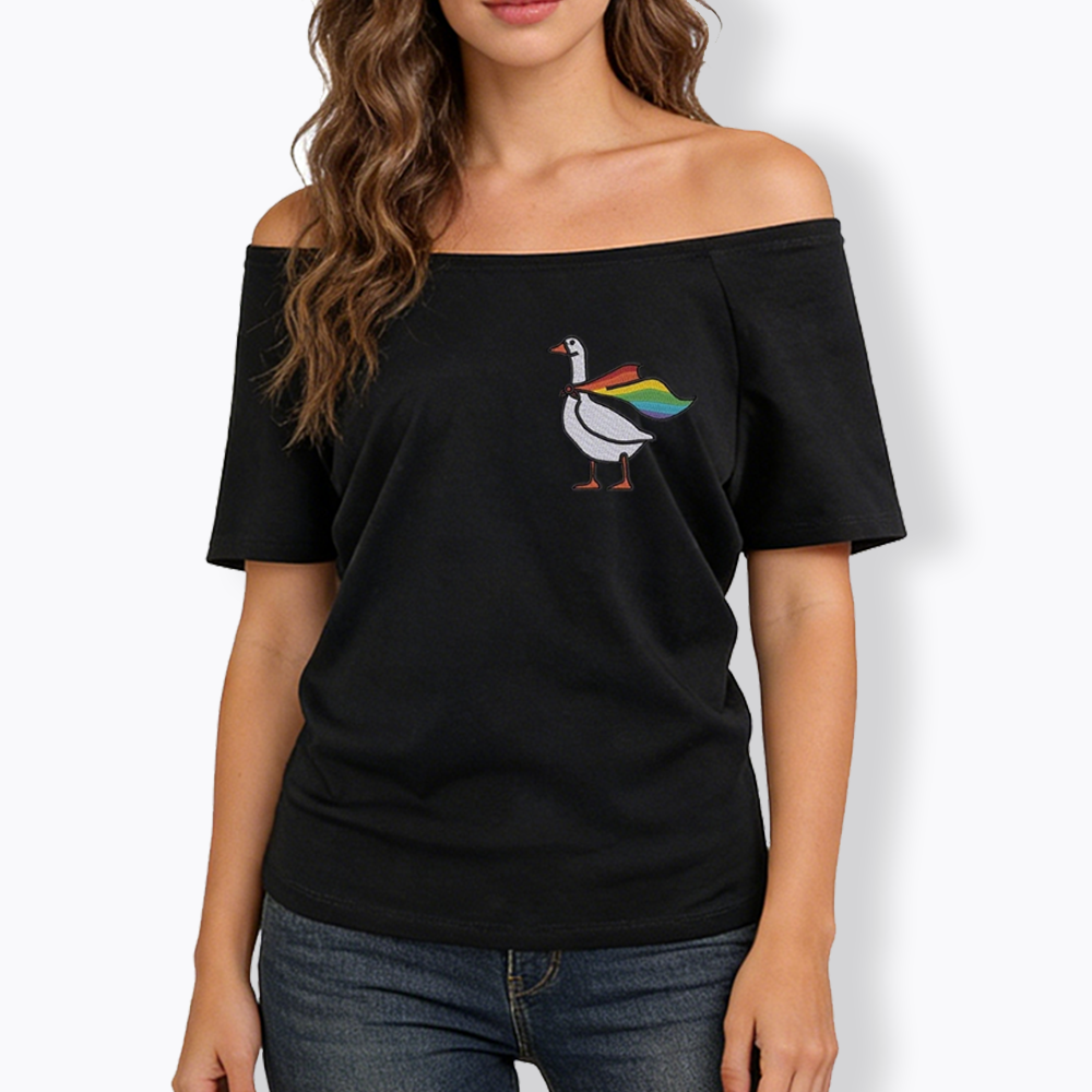Rainbow Goose LGBTQ Off Shoulder T-shirt