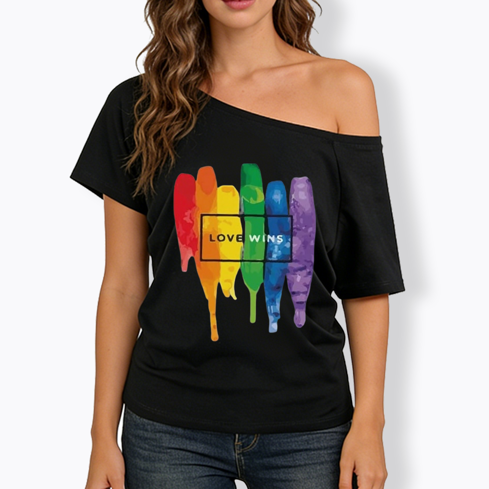 Love Wins Off Shoulder T-shirt